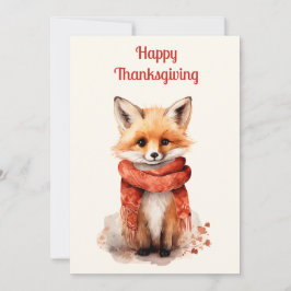 Cartes Pour Fêtes Annuelles Cute Fox Pup in a Red Scarf Thanksgiving
