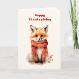 Cartes Pour Fêtes Annuelles Cute Fox Pup in a Red Scarf Thanksgiving
