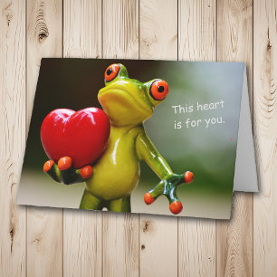 Cartes Pour Fêtes Annuelles Cute Frog tenant le Coeur Rouge Valentine