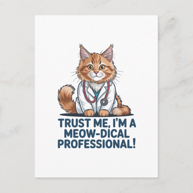 Cartes Pour Fêtes Annuelles Cute Funny Cat Medical Pun Illustration (Devant)