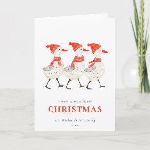 Cartes Pour Fêtes Annuelles Cute Funny Red Winter Quacking Christmas Canards