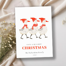 Cartes Pour Fêtes Annuelles Cute Funny Red Winter Quacking Christmas Canards