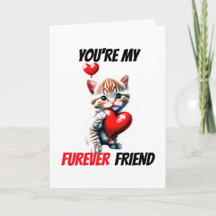 Cartes Pour Fêtes Annuelles Cute ginger kitten mon ami furever bff filles pun