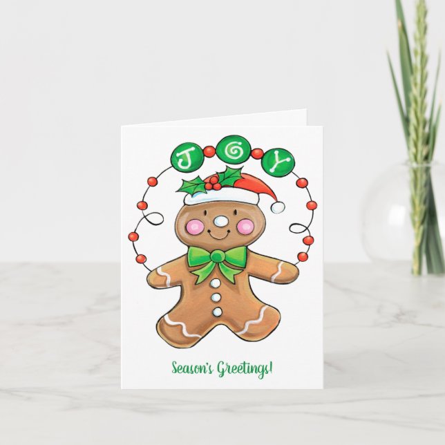 Cartes Pour Fêtes Annuelles Cute Gingerbread homme, Christmas Cookie Joy (Devant)