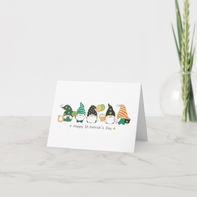 Cartes Pour Fêtes Annuelles Cute Gnome Saint Patrick's Day Folded Card (Devant)