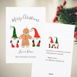 Cartes Pour Fêtes Annuelles Cute Gnomes Aquarelle Noël Gingembre homme