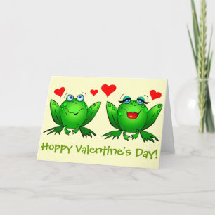 Cartes Pour Fêtes Annuelles Cute Green Cartoon Frogs Hoppy Valentines