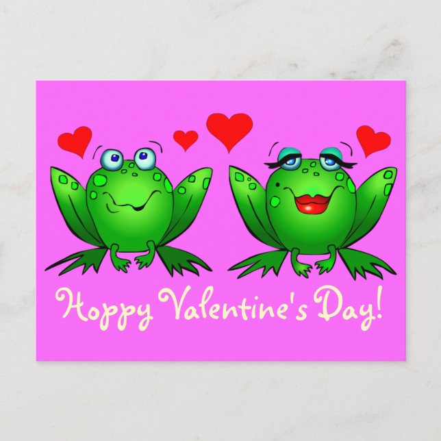 Cartes Pour Fêtes Annuelles Cute Green Cartoon Grenouilles Hoppy Valentines Jo (Devant)