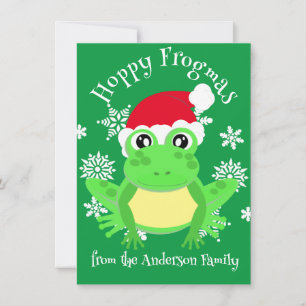 Cartes Pour Fêtes Annuelles Cute Grenouille verte Noël Santa Chapeau Carton ve