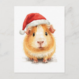 Cartes Pour Fêtes Annuelles Cute Guinea Pig in Santa Hat Watercolor