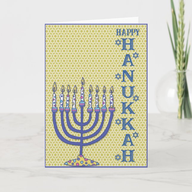 Cartes Pour Fêtes Annuelles Cute Hanoukka Menorah (Devant)
