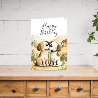 Cartes Pour Fêtes Annuelles Cute Happy Birthday Dog Card
