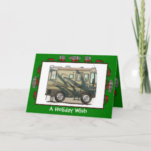 Cartes Pour Fêtes Annuelles Cute Happy Camper Big RV Coach Motorhome