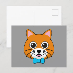 Cartes Pour Fêtes Annuelles Cute Happy Ginger Cat avec Papillon