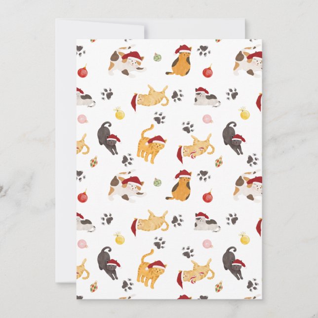 Cartes Pour Fêtes Annuelles Cute Holiday Cat Pattern (Devant)