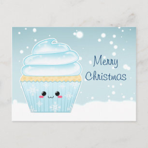 Cartes Pour Fêtes Annuelles Cute Kawaii Christmas Snowflake cupcake