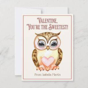Cartes Pour Fêtes Annuelles Cute Kids Classe Saint Valentin Chouette sucrée