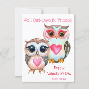 Cartes Pour Fêtes Annuelles Cute Kids Classroom Saint-Valentin hibou