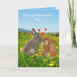 Cartes Pour Fêtes Annuelles Cute Kissing Bunnies Valentines