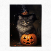 Cute Kitten avec Citrouille, Halloween victorien