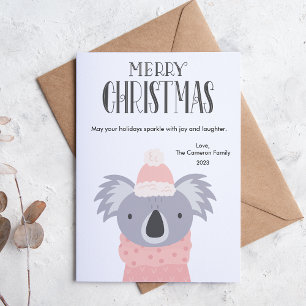 Cartes Pour Fêtes Annuelles Cute Koala Plaid Pet Amateur de Noël Appartement