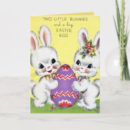 Cartes Pour Fêtes Annuelles Cute lapines rétro Pâques vintages