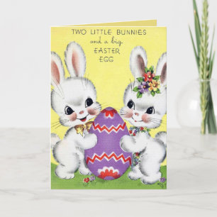 Cartes Pour Fêtes Annuelles Cute lapines rétro Pâques vintages