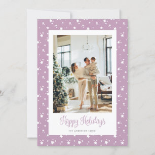 Cartes Pour Fêtes Annuelles Cute Lilac Starry Photo Happy Holidays Card
