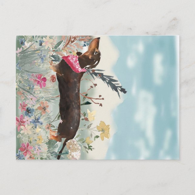 Cartes Pour Fêtes Annuelles Cute little Dachshund (Devant)