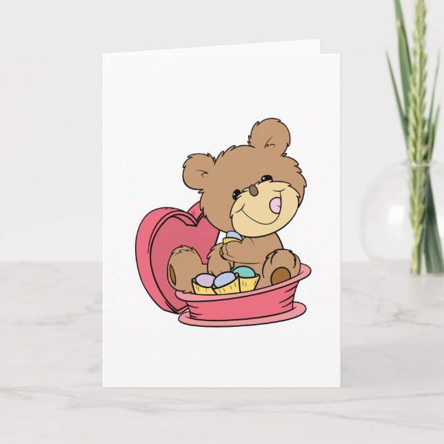 Cartes Pour Fêtes Annuelles cute little teddy beating valentine (Devant)
