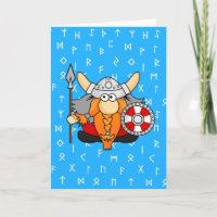 Cute Little Viking sur Viking Runes Blue Arrière -