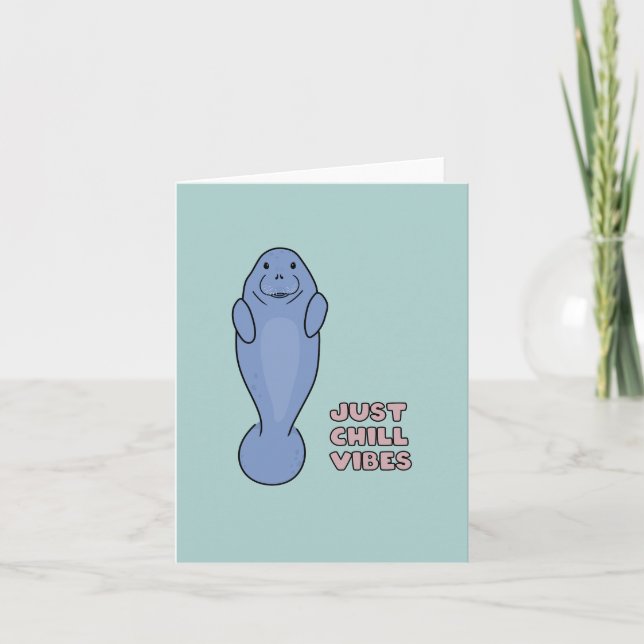 Cartes Pour Fêtes Annuelles Cute Manat avec Vibes de frissons (Devant)