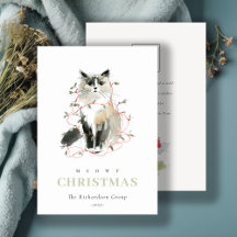 Cute Meowy Noël Light Chat Logo d'entreprise