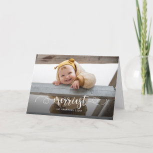 Cartes Pour Fêtes Annuelles Cute Merriest Moderne Calligraphie Photo