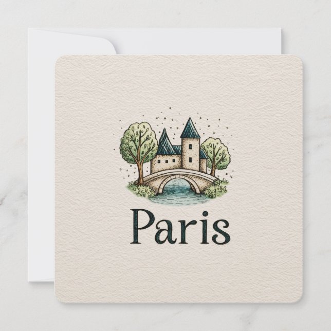 Cartes Pour Fêtes Annuelles Cute Minimalistic Paris Skyline (Devant)