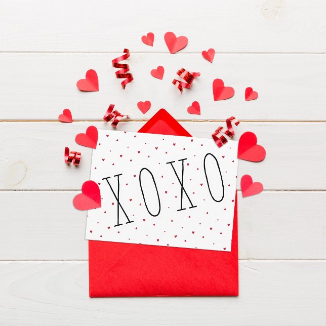 Cartes Pour Fêtes Annuelles Cute Modern Hearts XOXO Saint Valentin (Créateur téléchargé)