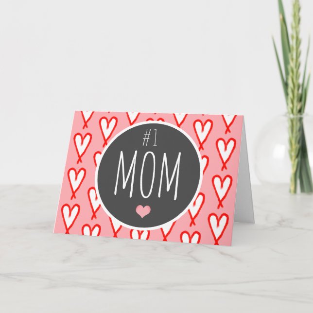 Cartes Pour Fêtes Annuelles Cute Mom Valentines Day Red Hearts personnalisé (Devant)