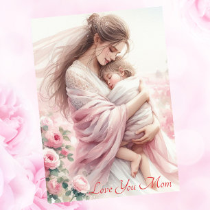 Cartes Pour Fêtes Annuelles Cute Mom's Hug rose Roses Roses de la fête des mèr