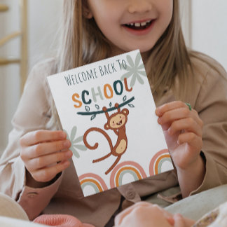 Cartes Pour Fêtes Annuelles Cute Monkey Retour à l'école