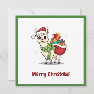 Cartes Pour Fêtes Annuelles Cute Nice drôle Hiver Alpaca Santa Claus
