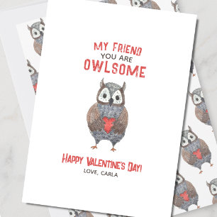 Cartes Pour Fêtes Annuelles Cute Owl Friend Valentine's Day