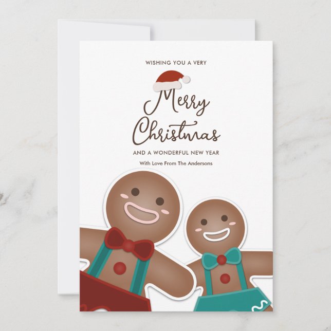 Cartes Pour Fêtes Annuelles Cute pain d'épices Cookies Buddies Joyeux Noël (Devant)