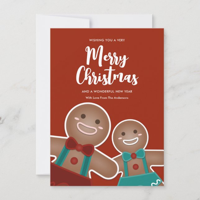 Cartes Pour Fêtes Annuelles Cute pain d'épices Cookies Buddies Joyeux Noël (Devant)