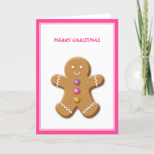 Cartes Pour Fêtes Annuelles Cute pain d'épices homme rose Noël