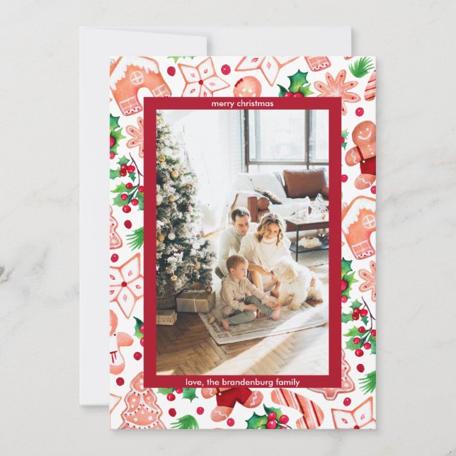 Cartes Pour Fêtes Annuelles Cute pain d'épices Noël Salutation Photo (Devant)
