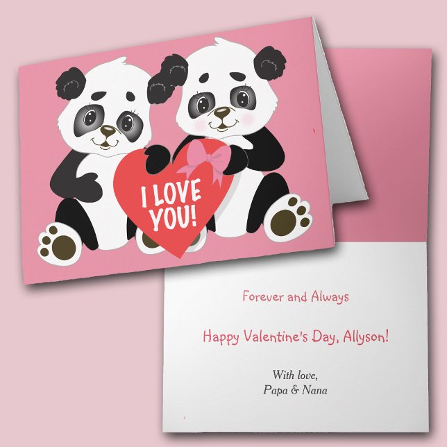Cartes Pour Fêtes Annuelles Cute Panda Bears Valentine (Créateur téléchargé)