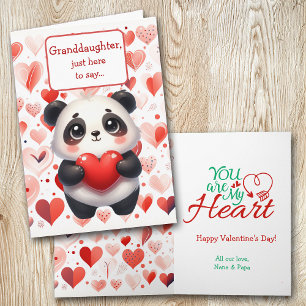 Cartes Pour Fêtes Annuelles Cute Panda Ours Rouge Coeur Petite-fille Valentine