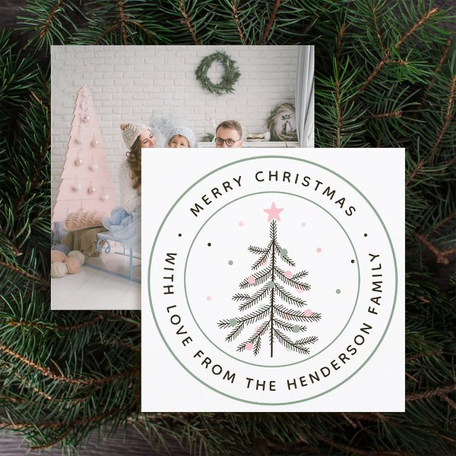 Cartes Pour Fêtes Annuelles Cute Pastel Christmas Tree Photo Holiday Card  (Front & Back)