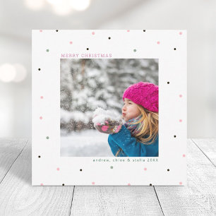 Cartes Pour Fêtes Annuelles Cute Pastel Photo de neige Carré de Noël