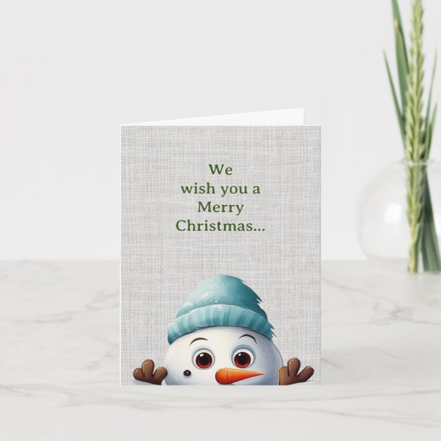 Cartes Pour Fêtes Annuelles Cute Peeking Funny Snowman Noël (Devant)